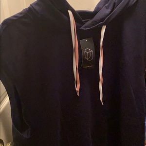 Blue sleeveless hoodie